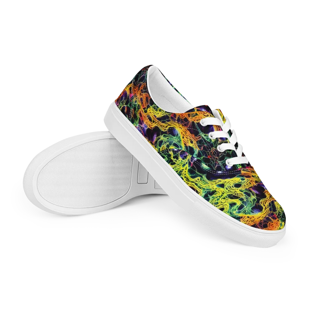Voltage Veins on Men's Lace-Up Canvas Shoes — Right Front