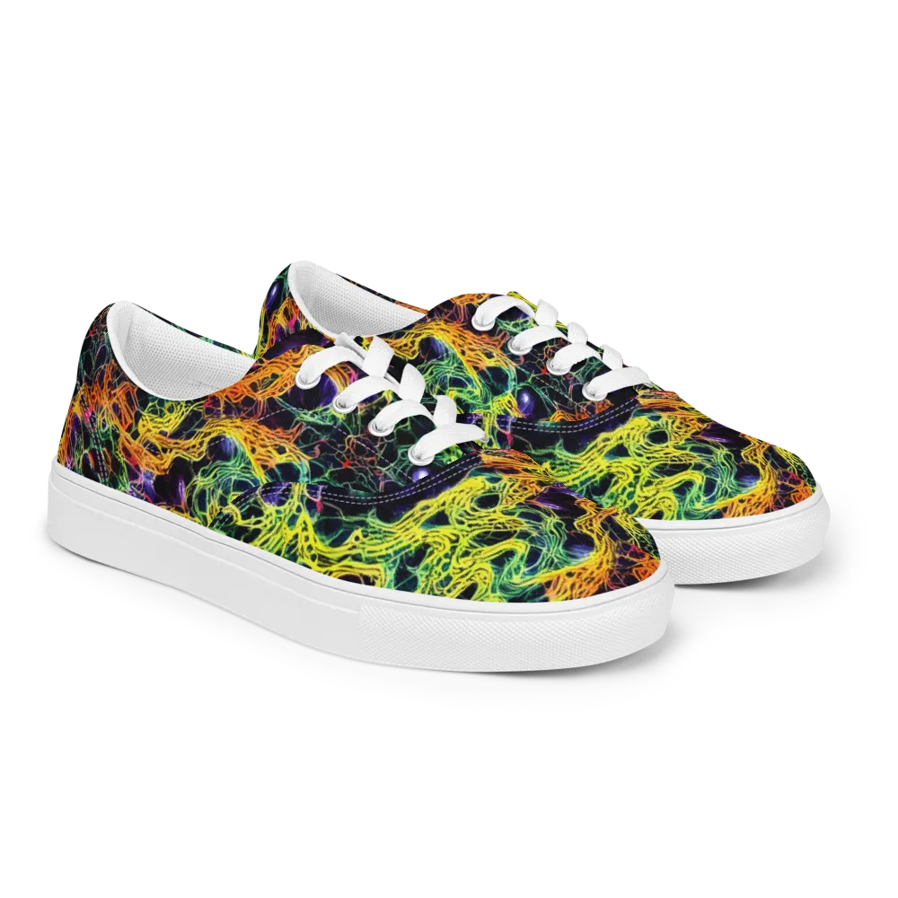 Voltage Veins on Men's Lace-Up Canvas Shoes — Right Front