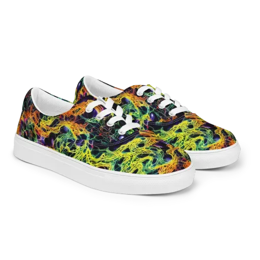 Voltage Veins on a Men's Lace-Up Canvas Shoes