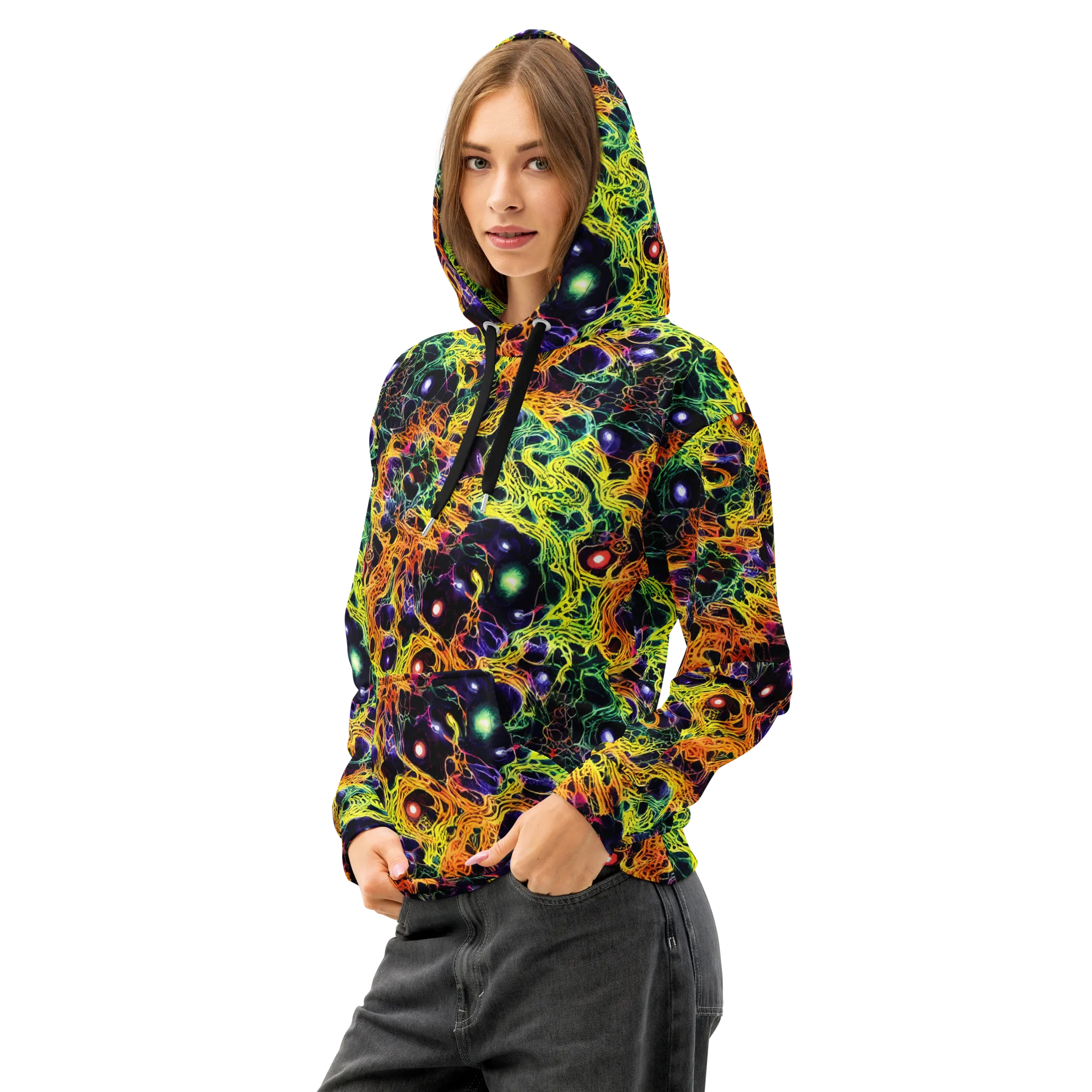 Voltage Veins on Cotton Hoodie — Left Front