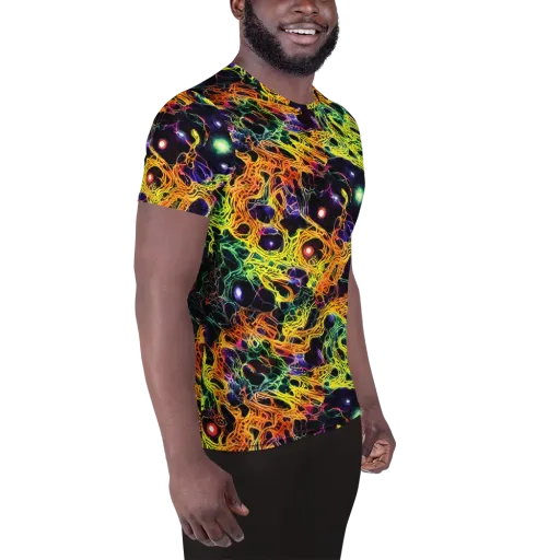 Voltage Veins on a Men's Athletic T-Shirt