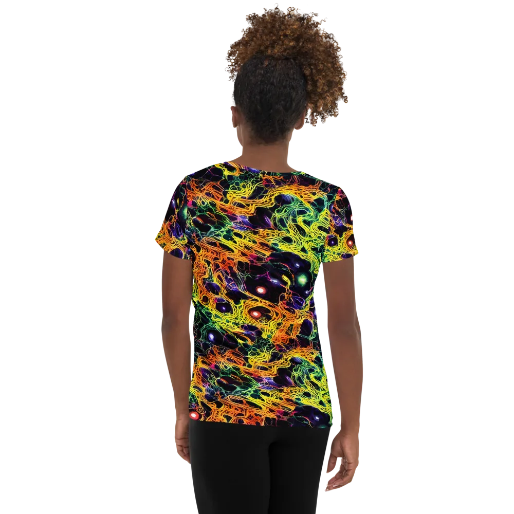 Voltage Veins on Women's Athletic T-Shirt — Back