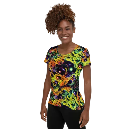 Voltage Veins on a Women's Athletic T-Shirt
