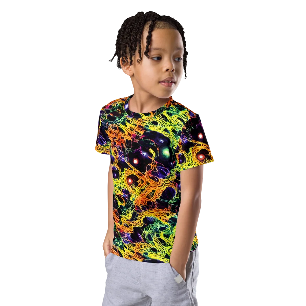 Voltage Veins on Kids Crew Neck T-Shirt — Left Front
