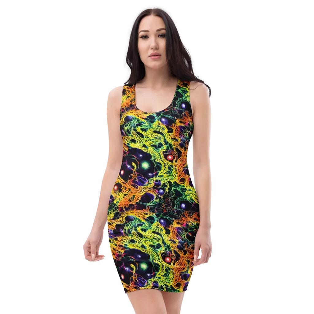 Voltage Veins on Bodycon Dress — Front