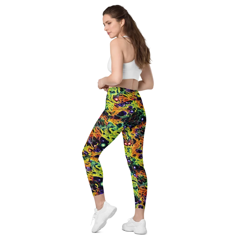 Voltage Veins on Leggings with Pockets — Left Back