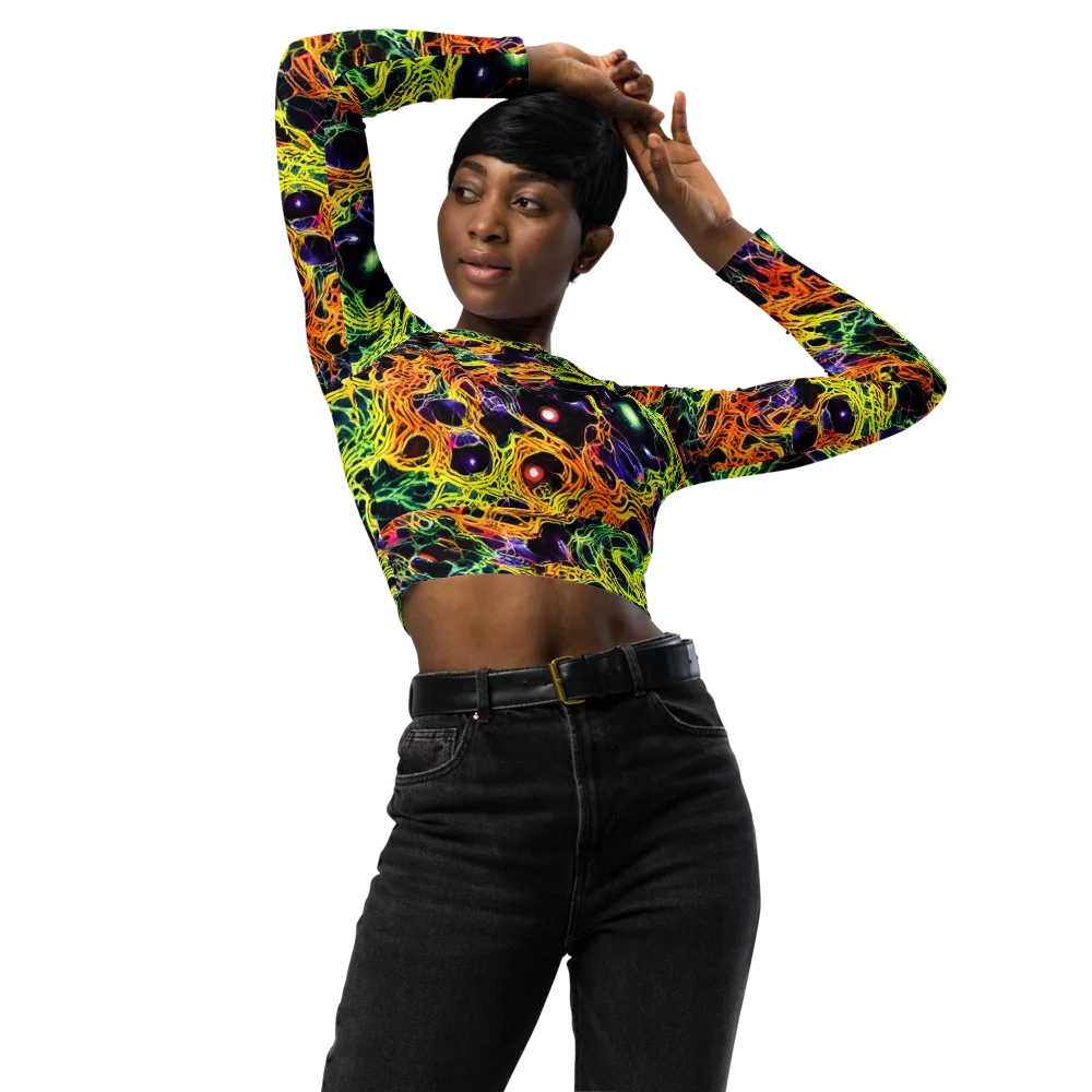 Voltage Veins on Long Sleeve Crop Top — Front