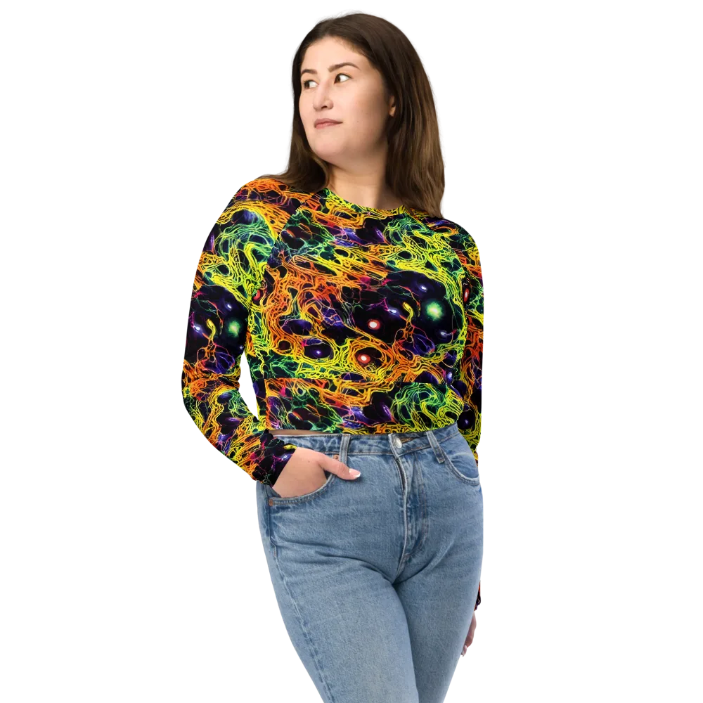 Voltage Veins on Long Sleeve Crop Top — Front