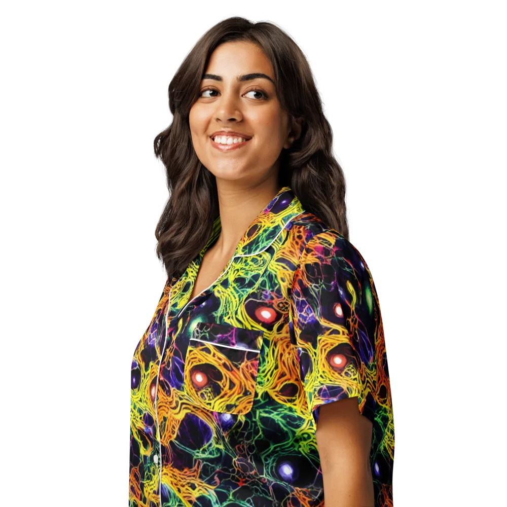 Voltage Veins on Women's Short Sleeve Pajama Top — Left Front
