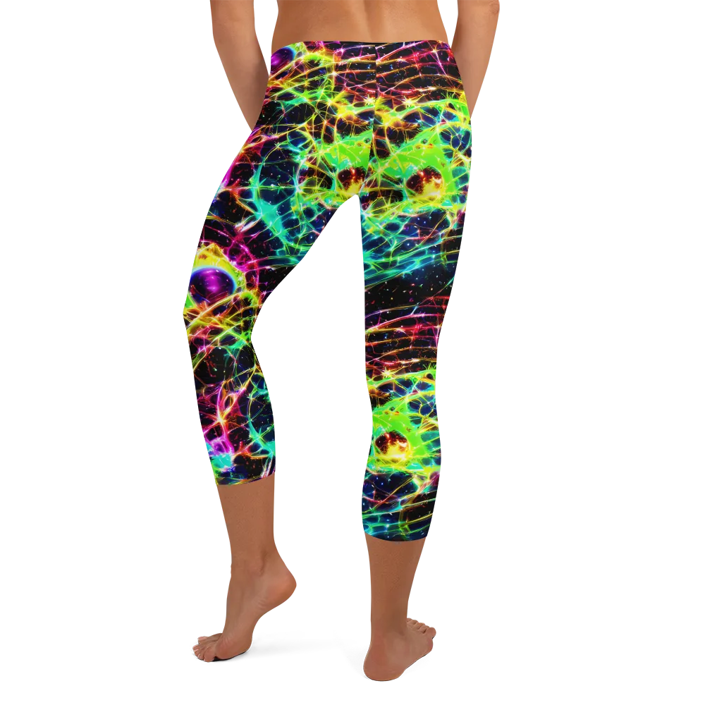 Galactic Tangled Light on Capri Leggings — Back