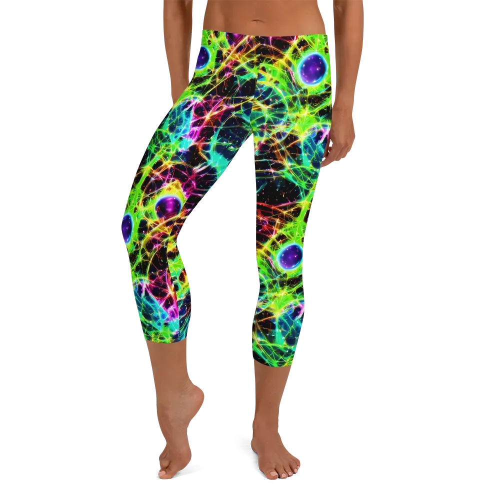 Galactic Tangled Light on Capri Leggings — Front