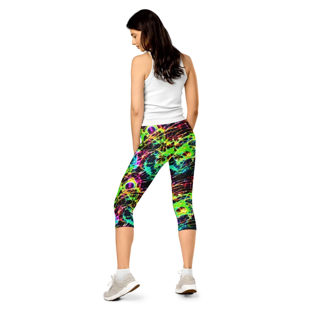 Galactic Tangled Light on Capri Leggings — Back