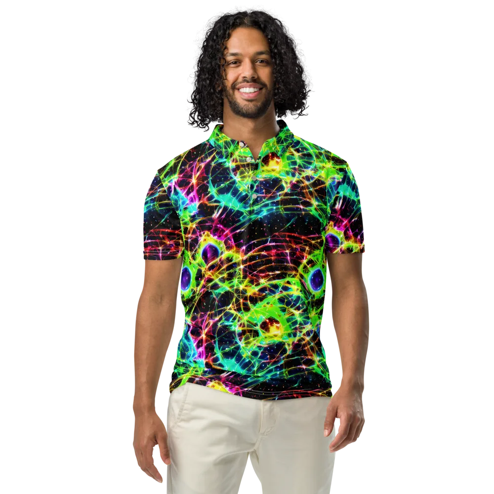 Galactic Tangled Light on Men's Slim Fit Polo Shirt — Front