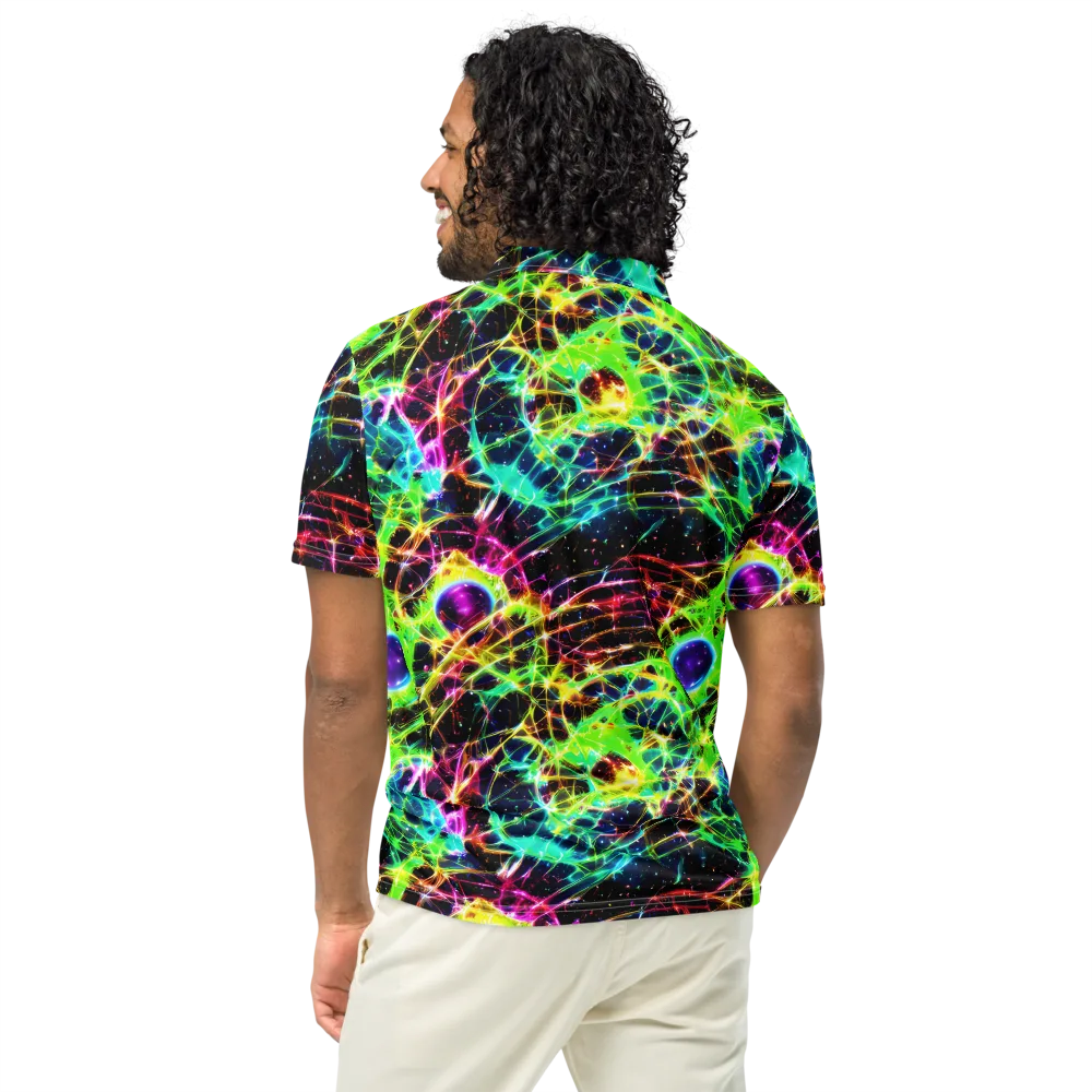 Galactic Tangled Light on Men's Slim Fit Polo Shirt — Back