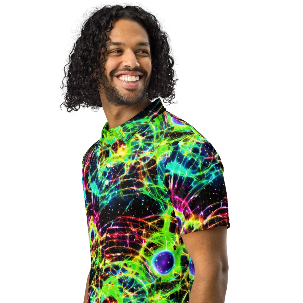 Galactic Tangled Light on Men's Slim Fit Polo Shirt — Left Front