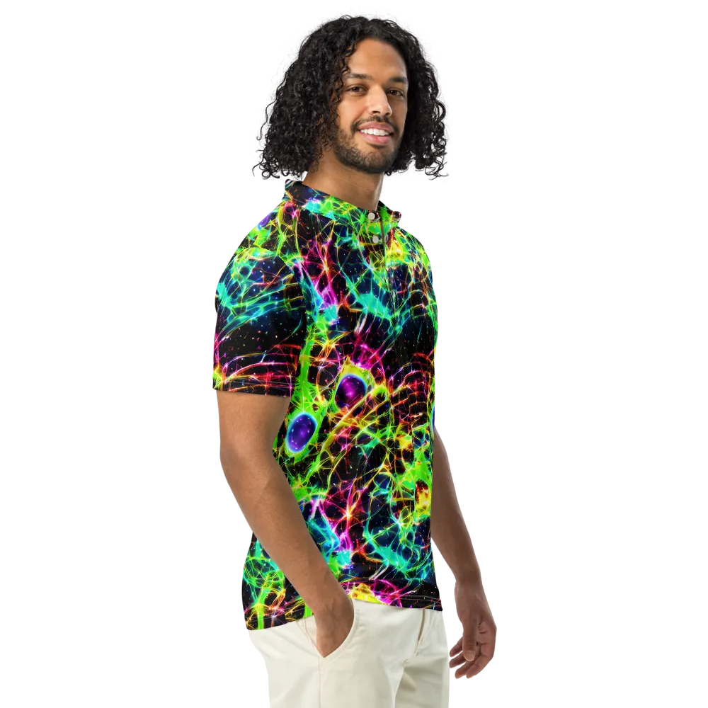 Galactic Tangled Light on Men's Slim Fit Polo Shirt — Right Front