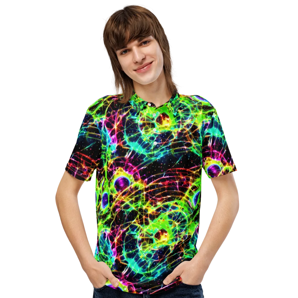 Galactic Tangled Light on Men's Slim Fit Polo Shirt — Front