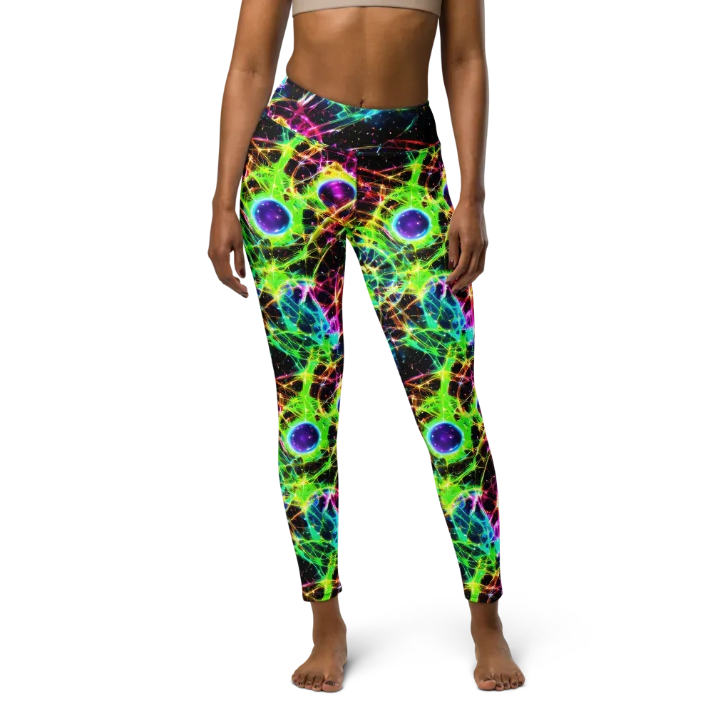 Galactic Tangled Light on Yoga Leggings — Front