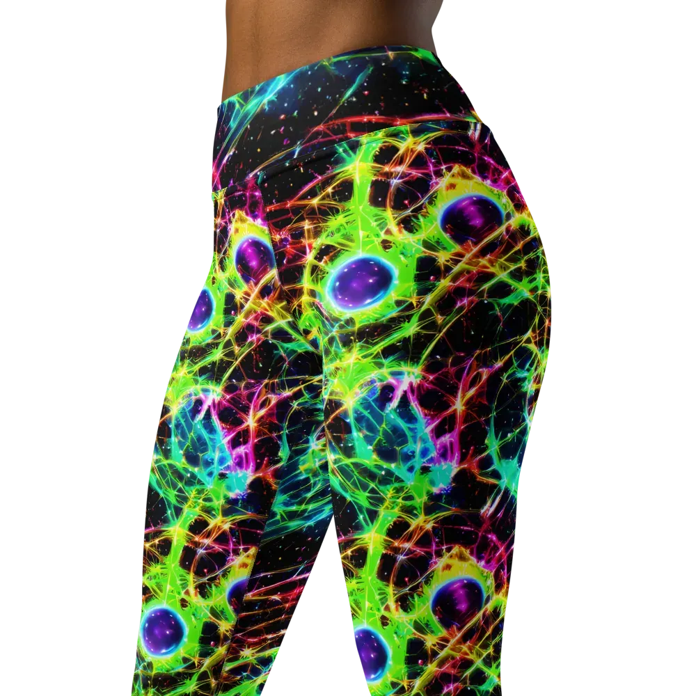Galactic Tangled Light on Yoga Leggings — Left Front