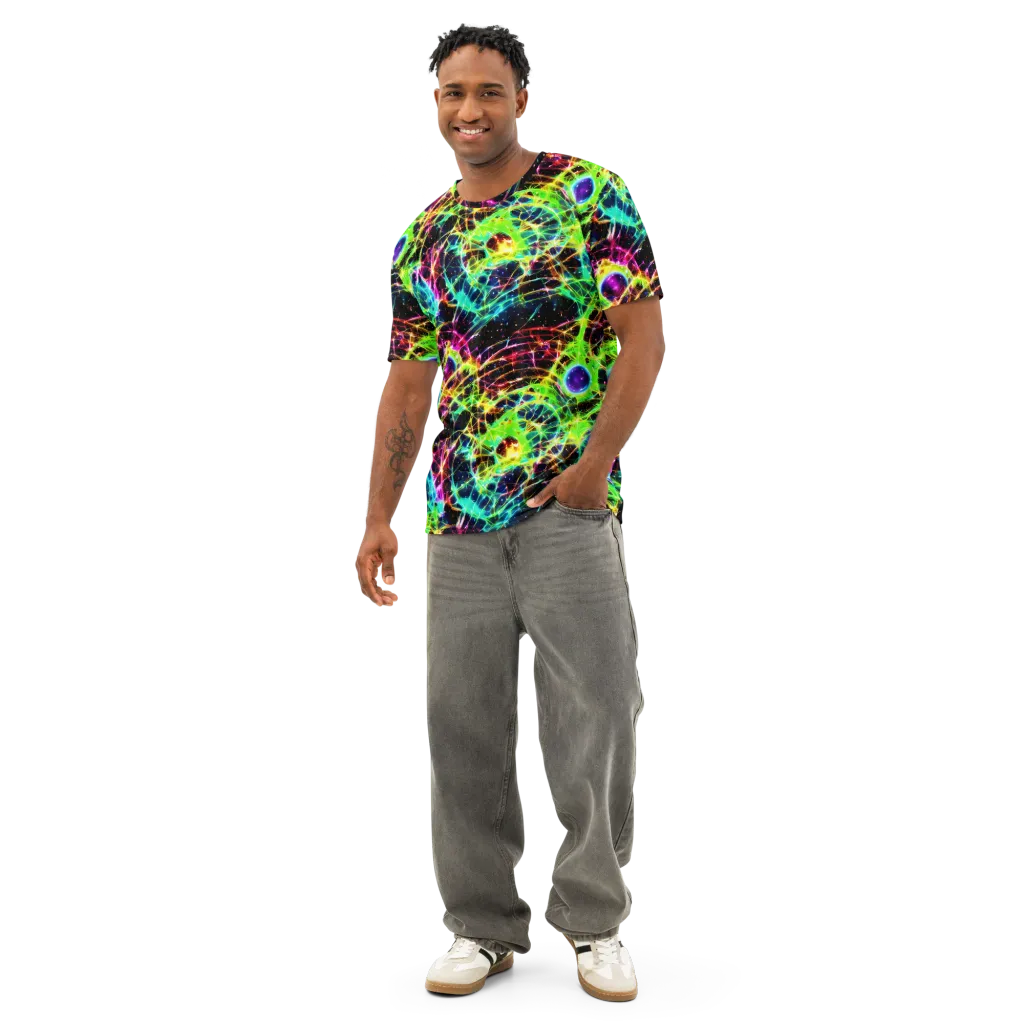 Galactic Tangled Light on Men's Cotton Crew Neck T-Shirt — Front