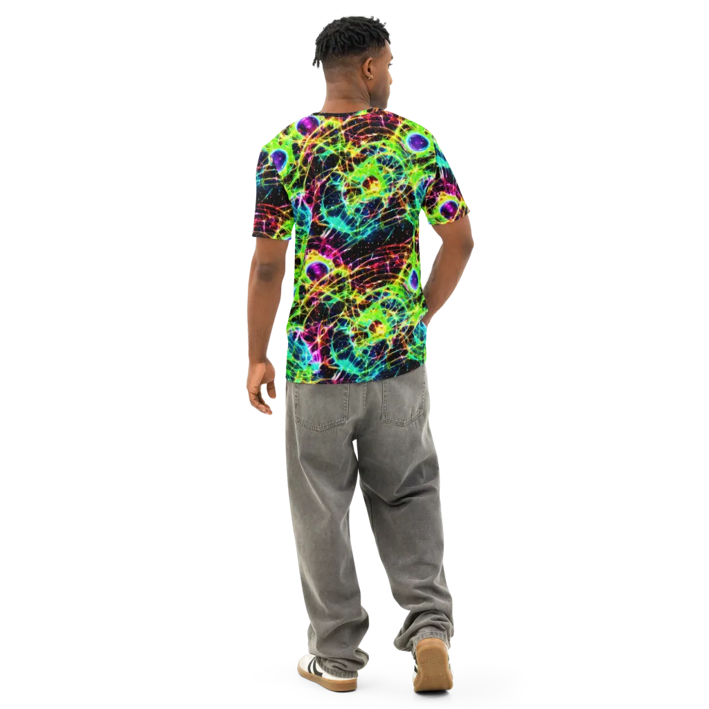 Galactic Tangled Light on Men's Cotton Crew Neck T-Shirt — Back