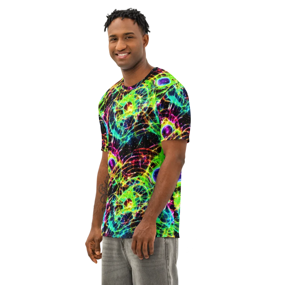 Galactic Tangled Light on Men's Cotton Crew Neck T-Shirt — Left Front