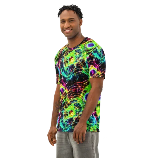 Galactic Tangled Light on a Men's Cotton Crew Neck T-Shirt