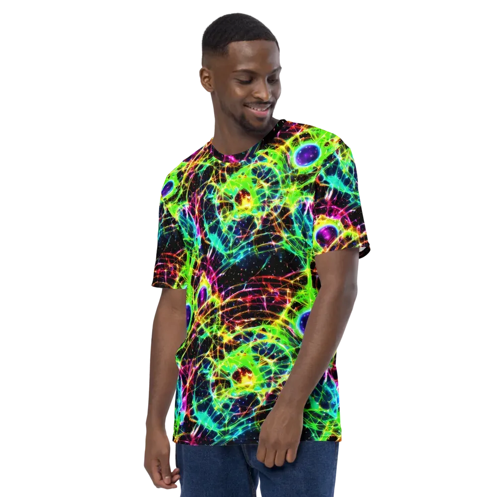 Galactic Tangled Light on Men's Crew Neck T-Shirt — Left