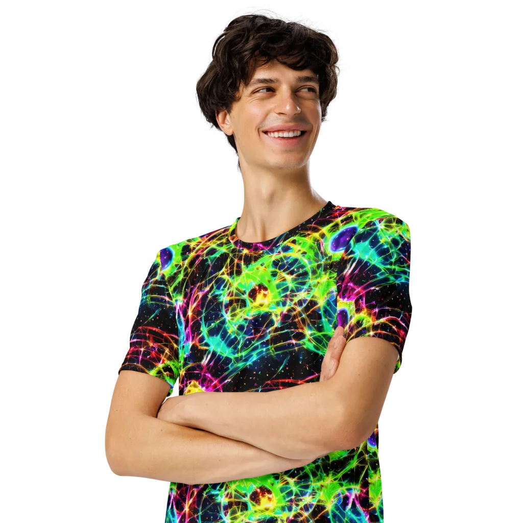 Galactic Tangled Light on Men's Crew Neck T-Shirt — Left Front