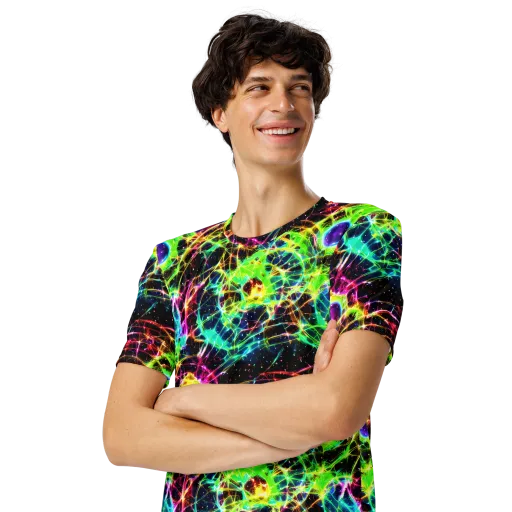 Galactic Tangled Light on a Men's Crew Neck T-Shirt