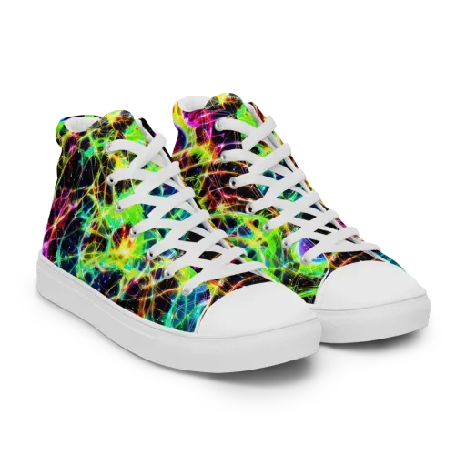 Galactic Tangled Light on a Men's High Top Canvas Shoes
