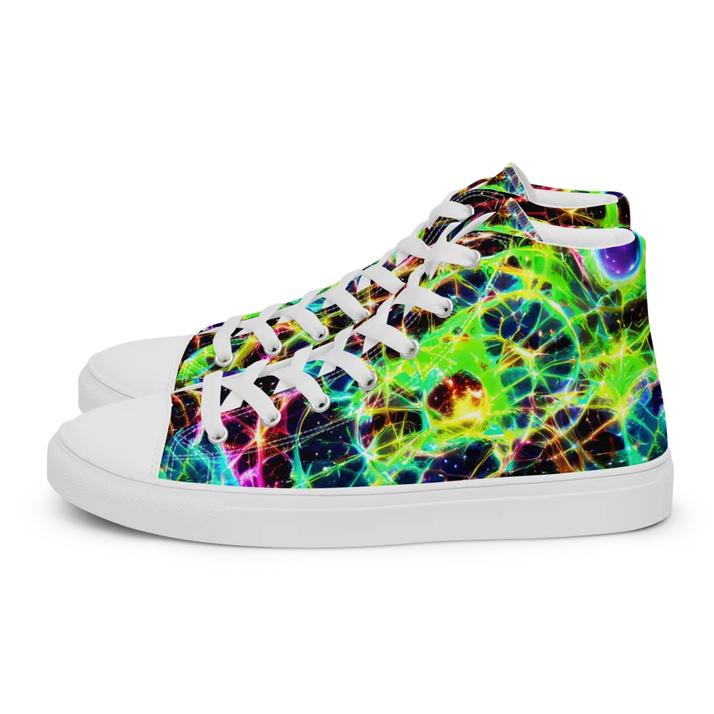 Galactic Tangled Light on Men's High Top Canvas Shoes — Left