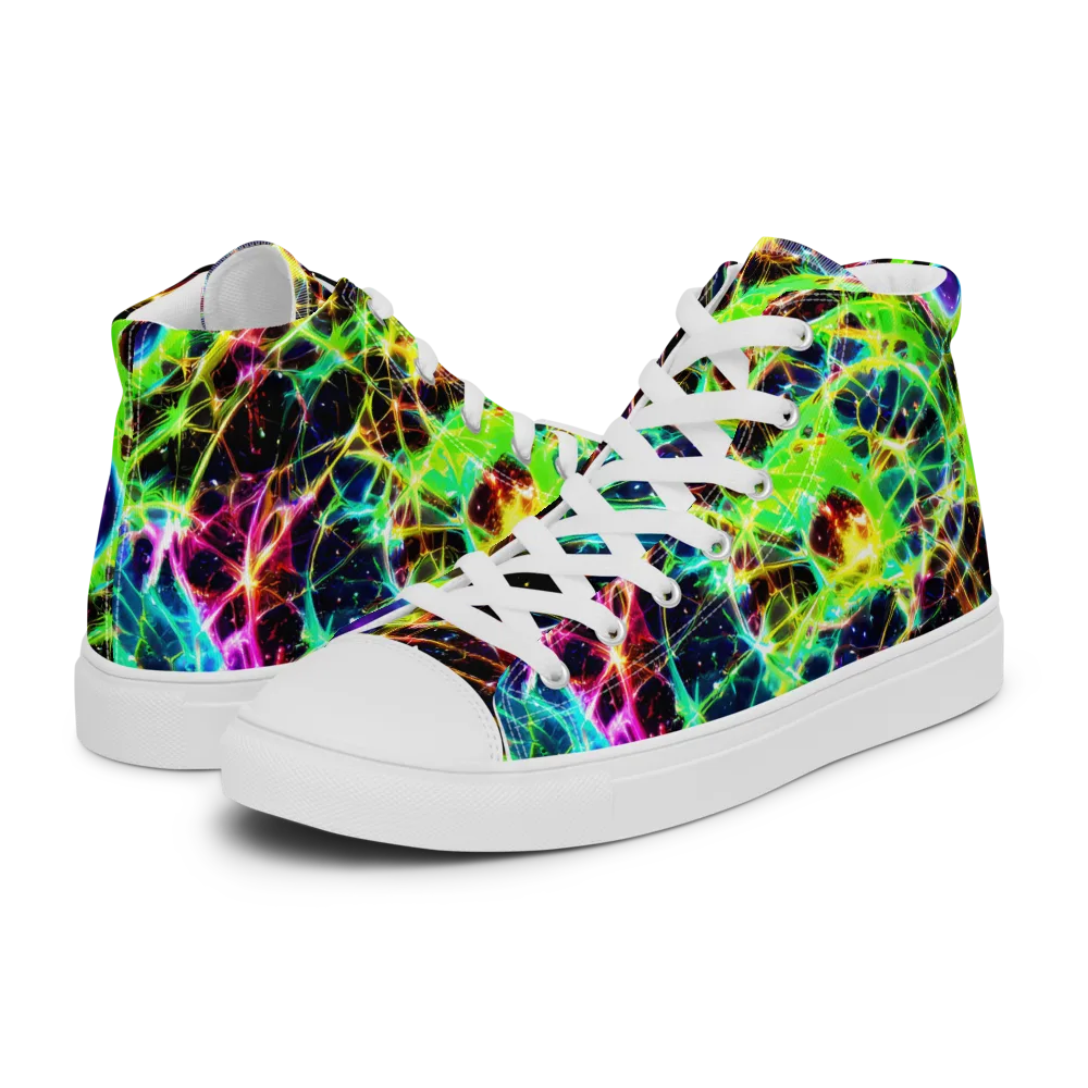 Galactic Tangled Light on Men's High Top Canvas Shoes — Left