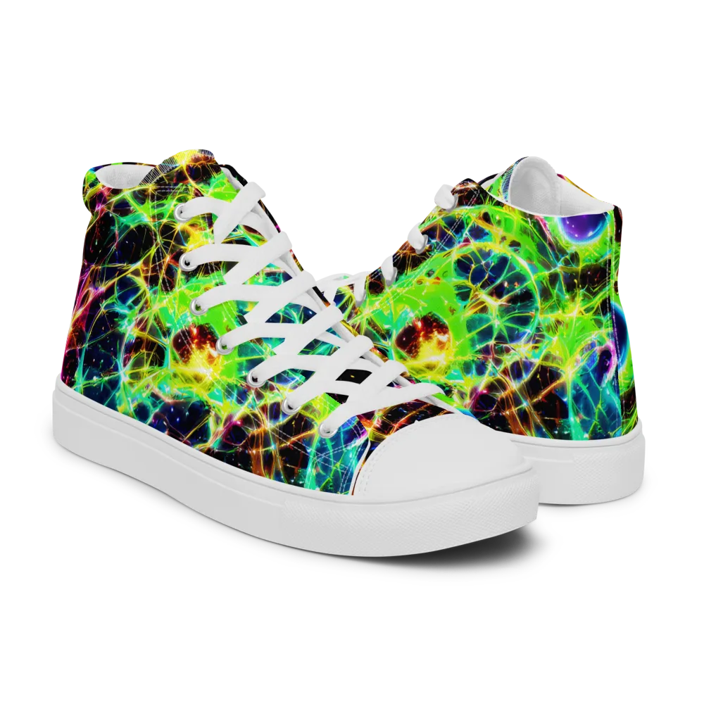 Galactic Tangled Light on Men's High Top Canvas Shoes — Right