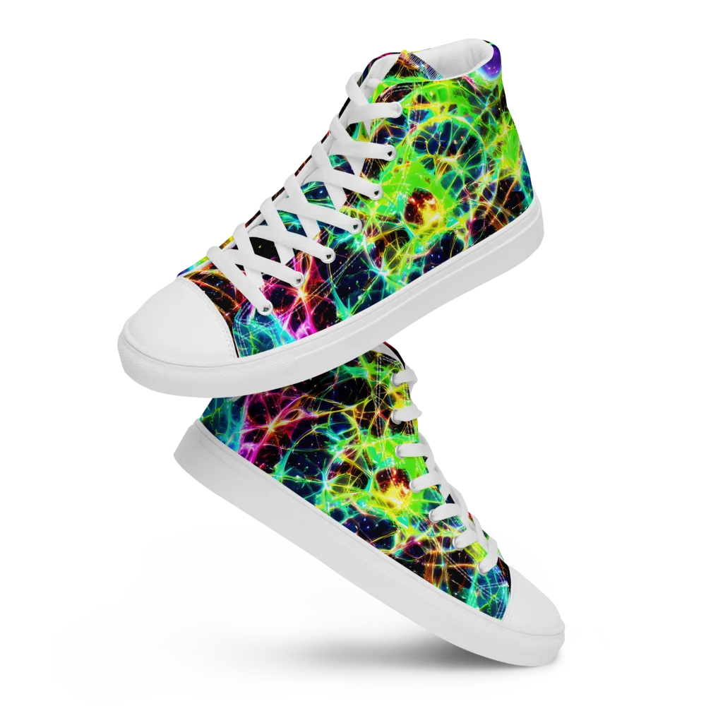 Galactic Tangled Light on Men's High Top Canvas Shoes — Front