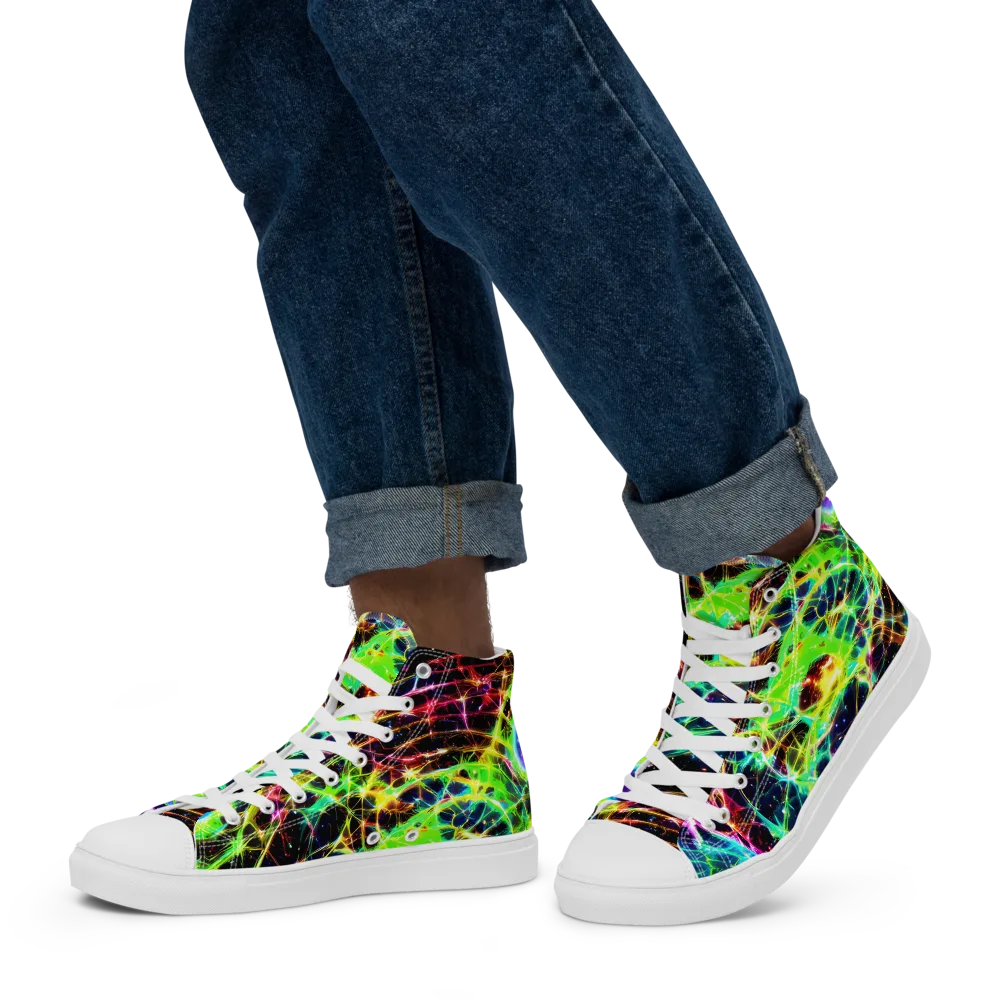 Galactic Tangled Light on Men's High Top Canvas Shoes — Left