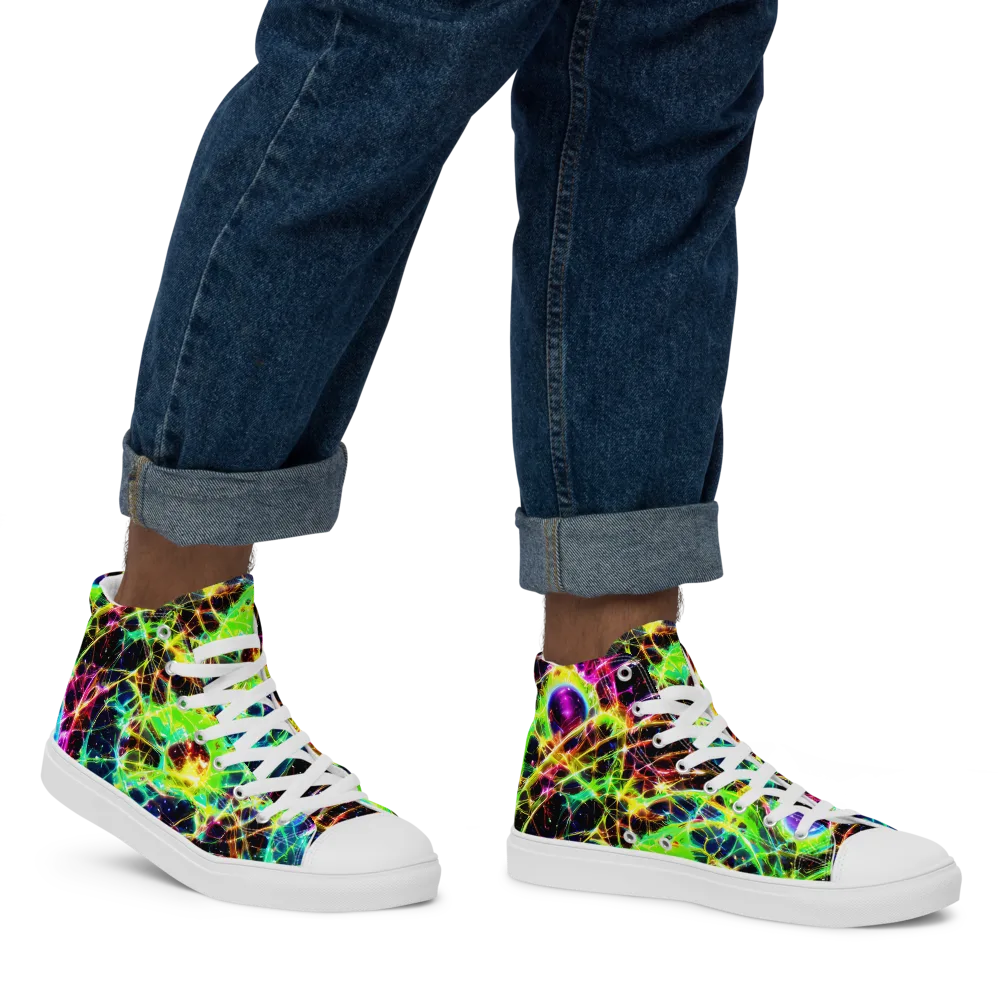 Galactic Tangled Light on Men's High Top Canvas Shoes — Right