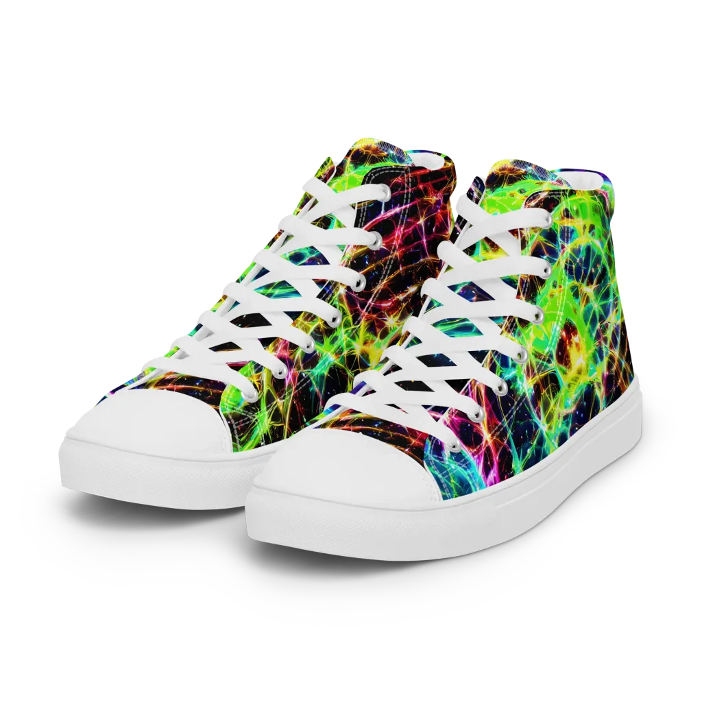 Galactic Tangled Light on Women's High Top Canvas Shoes — Left Front