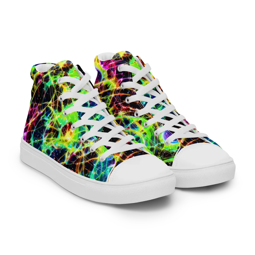 Galactic Tangled Light on Women's High Top Canvas Shoes — Right Front