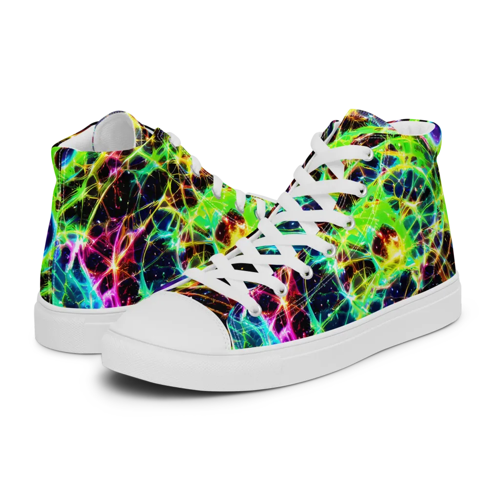 Galactic Tangled Light on Women's High Top Canvas Shoes — Left
