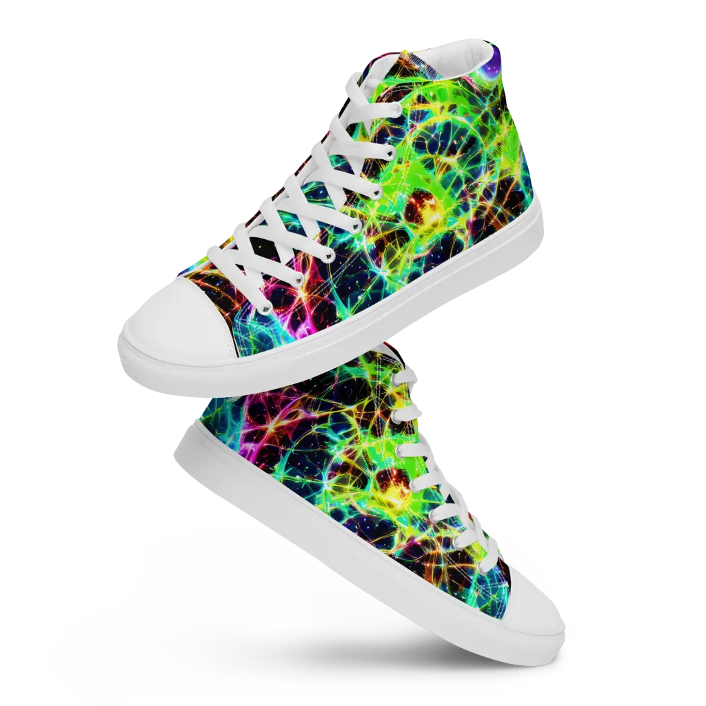 Galactic Tangled Light on Women's High Top Canvas Shoes — Front