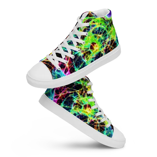 Galactic Tangled Light on a Women's High Top Canvas Shoes