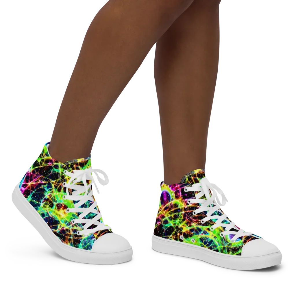 Galactic Tangled Light on Women's High Top Canvas Shoes — Right