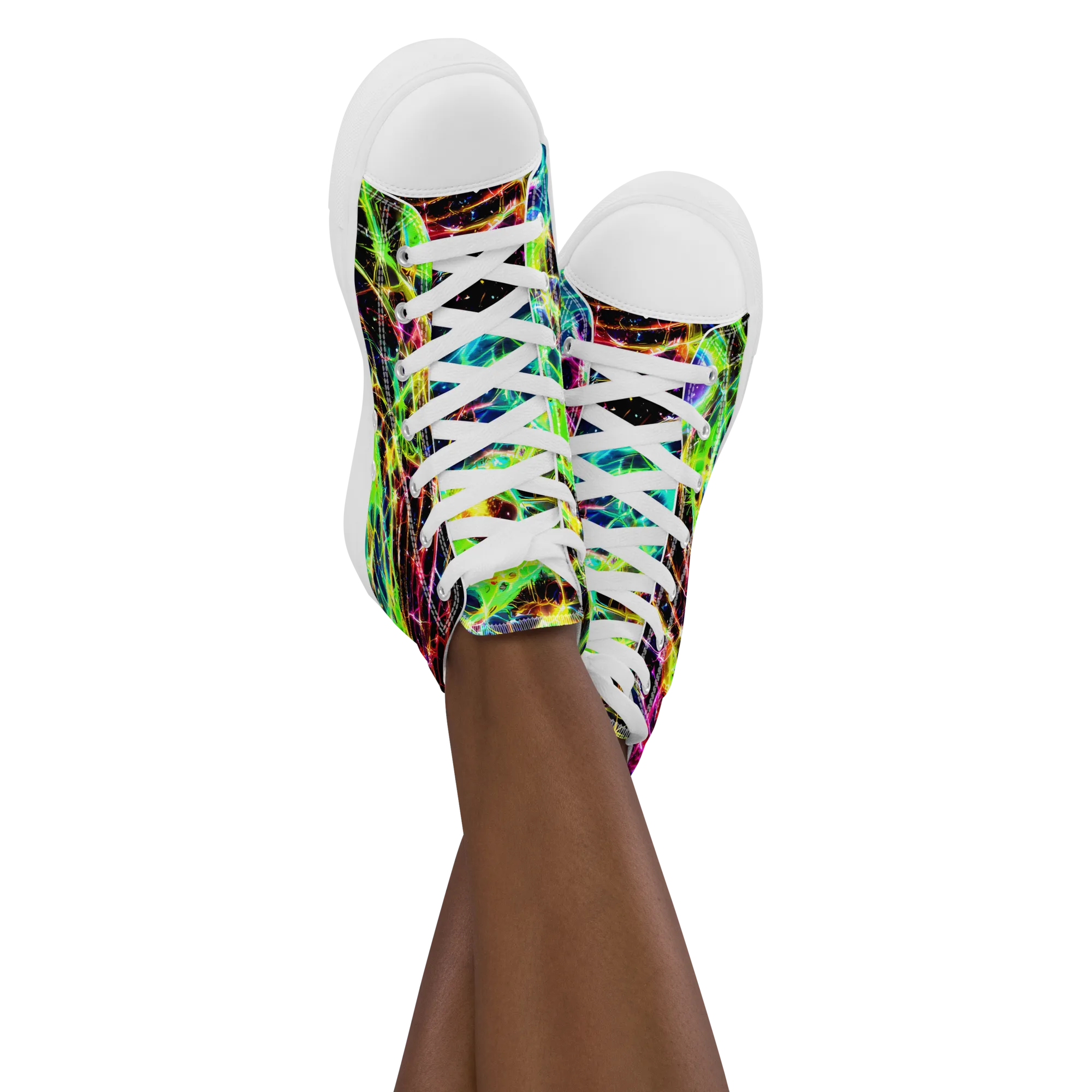 Galactic Tangled Light on Women's High Top Canvas Shoes — Front