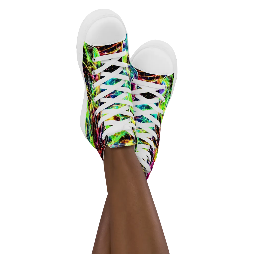 Galactic Tangled Light on Women's High Top Canvas Shoes — Front