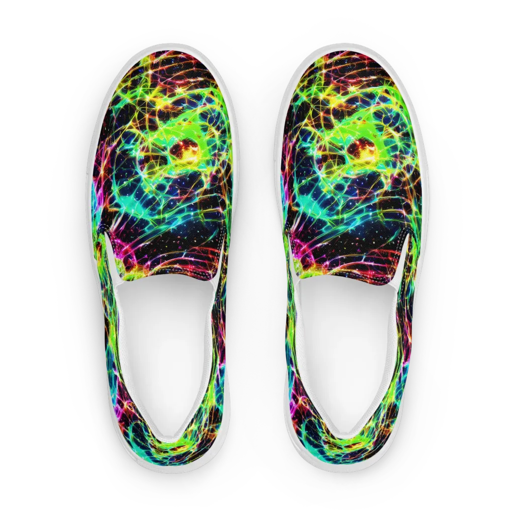 Galactic Tangled Light on Men's Slip-On Canvas Shoes — Front