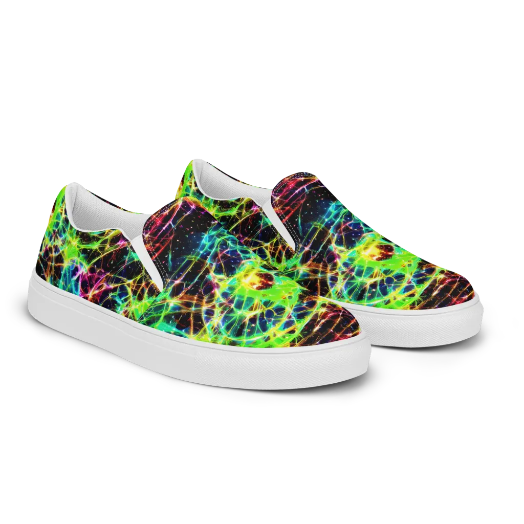 Galactic Tangled Light on Men's Slip-On Canvas Shoes — Right Front