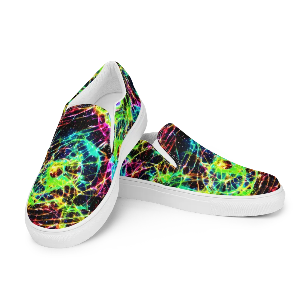 Galactic Tangled Light on Men's Slip-On Canvas Shoes — Left Front