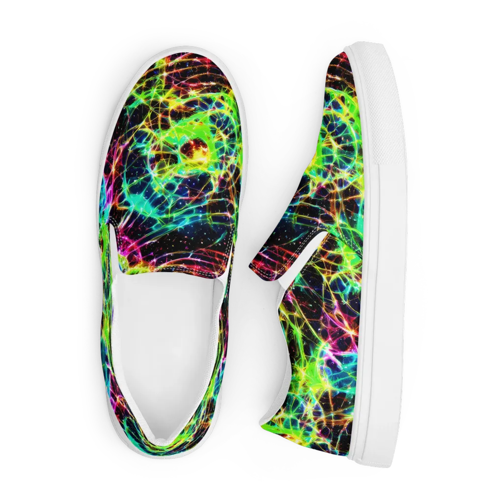 Galactic Tangled Light on Men's Slip-On Canvas Shoes — Front
