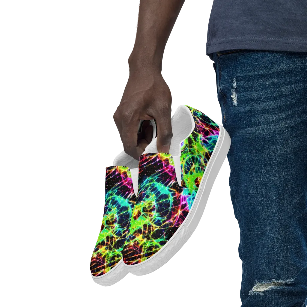 Galactic Tangled Light on Men's Slip-On Canvas Shoes — Left Front
